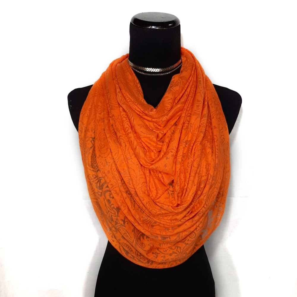⭐Orange Paisley Light Infinity Scarf Wrap⭐